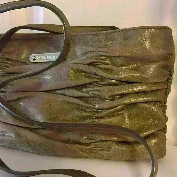 MICHAEL Michael Kors Webster Metallic Golden Crossbody Clutch - Picture 6 of 14